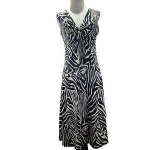 Sharon Max V neck Tank Top Knee Length Zebra Print Dress